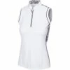 Greg Norman Mira Women's Sleeveless Zip Polo 2 Greg Norman Mira Women's Sleeveless Zip Polo -Golf Shoes Discount g2s21k802 2 wht 07803